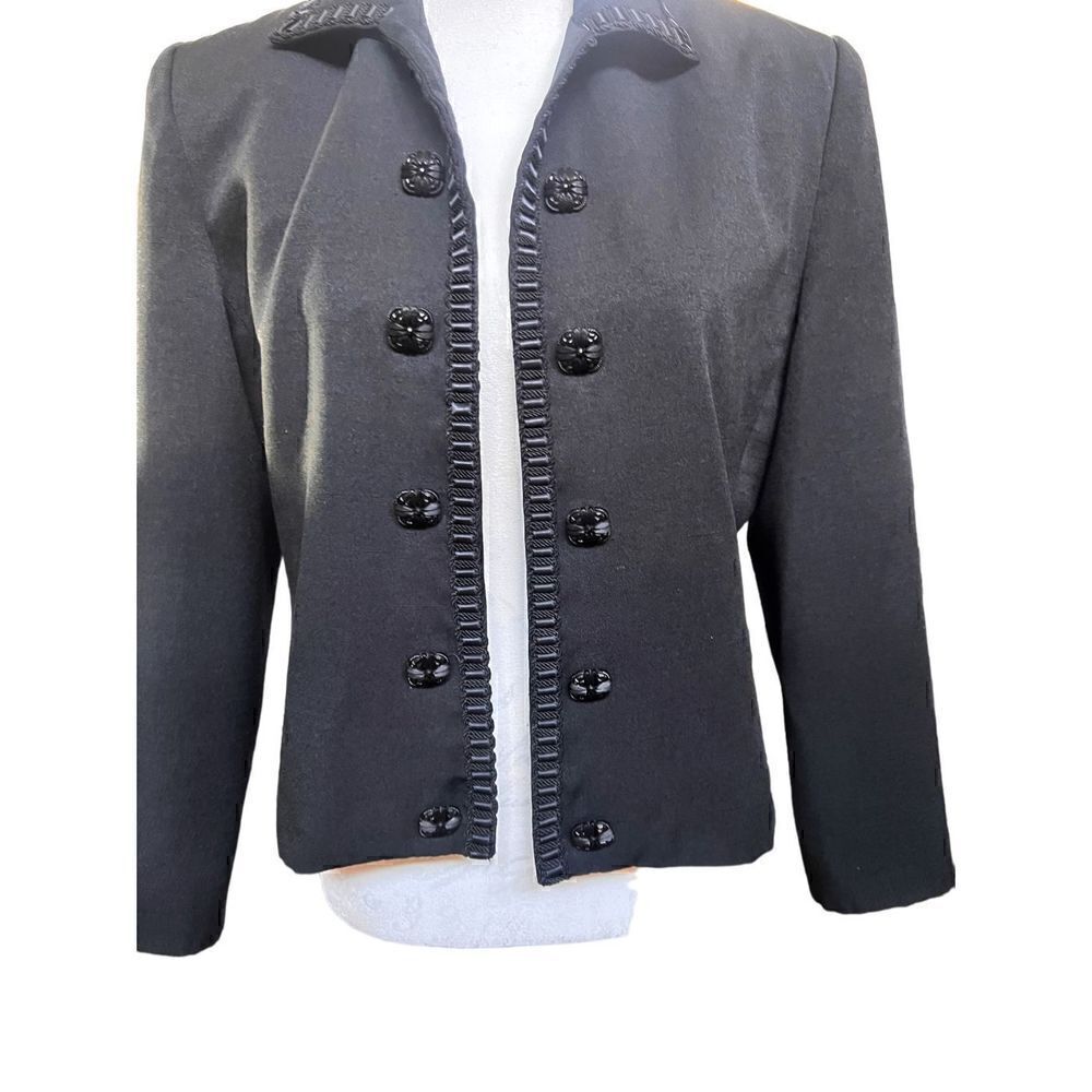 Henry Lee blazer black jewels faux buttons size 8P